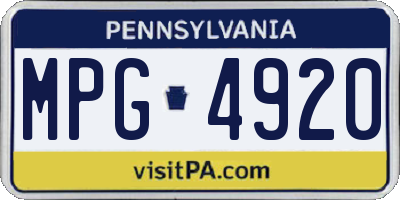 PA license plate MPG4920
