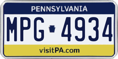 PA license plate MPG4934