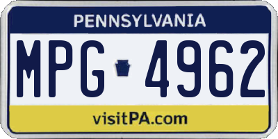 PA license plate MPG4962
