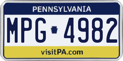 PA license plate MPG4982
