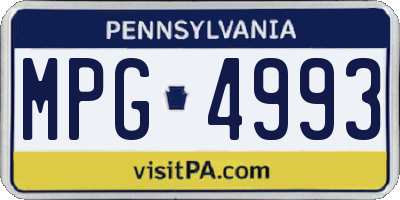 PA license plate MPG4993