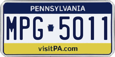 PA license plate MPG5011