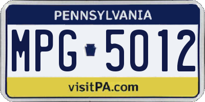 PA license plate MPG5012