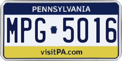 PA license plate MPG5016