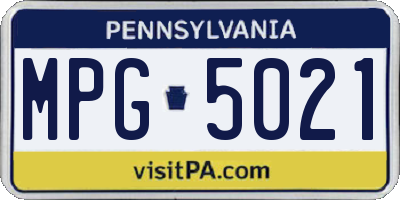 PA license plate MPG5021