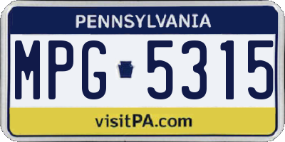 PA license plate MPG5315