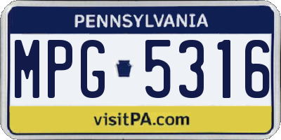 PA license plate MPG5316
