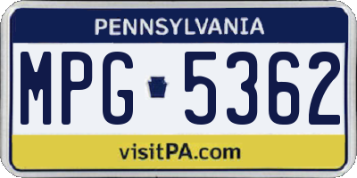 PA license plate MPG5362
