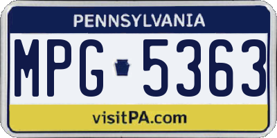 PA license plate MPG5363