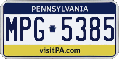 PA license plate MPG5385