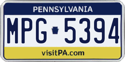 PA license plate MPG5394