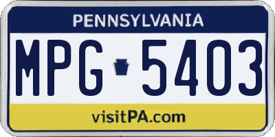 PA license plate MPG5403