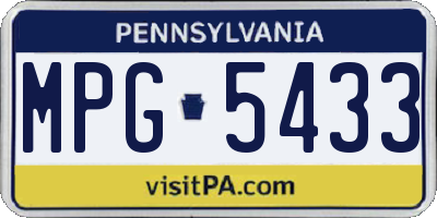 PA license plate MPG5433