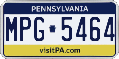 PA license plate MPG5464
