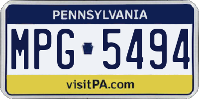PA license plate MPG5494