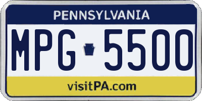 PA license plate MPG5500