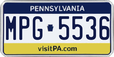 PA license plate MPG5536