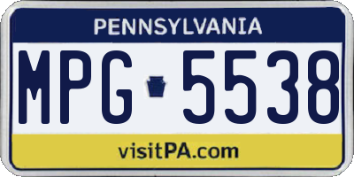 PA license plate MPG5538