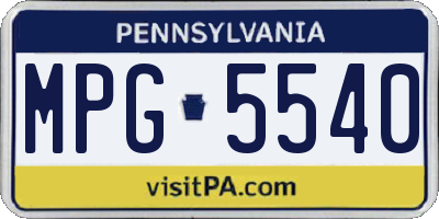 PA license plate MPG5540