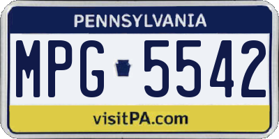 PA license plate MPG5542