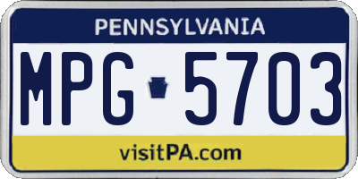 PA license plate MPG5703