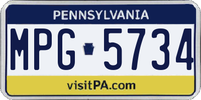 PA license plate MPG5734