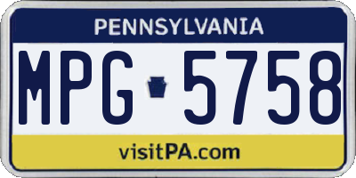PA license plate MPG5758
