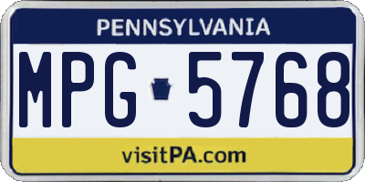 PA license plate MPG5768