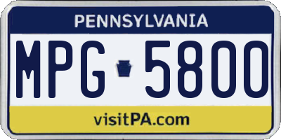 PA license plate MPG5800