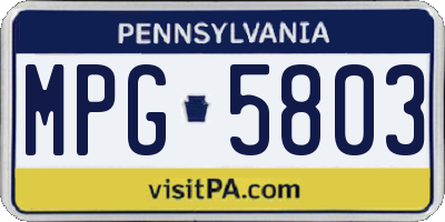 PA license plate MPG5803