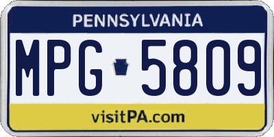 PA license plate MPG5809