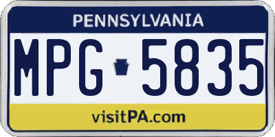 PA license plate MPG5835