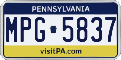 PA license plate MPG5837