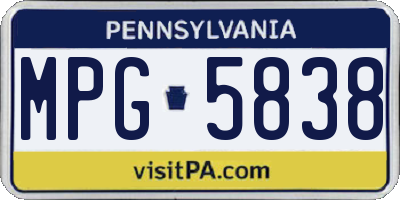 PA license plate MPG5838