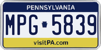 PA license plate MPG5839