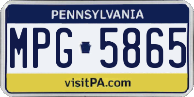PA license plate MPG5865