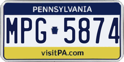 PA license plate MPG5874