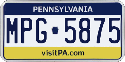 PA license plate MPG5875