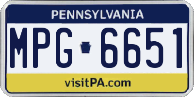 PA license plate MPG6651