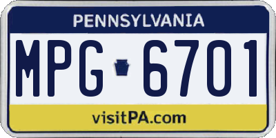 PA license plate MPG6701