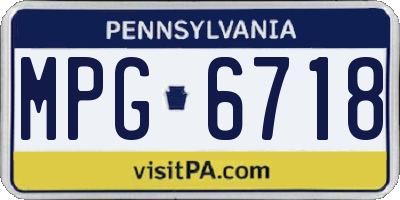 PA license plate MPG6718
