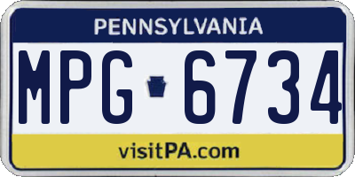 PA license plate MPG6734