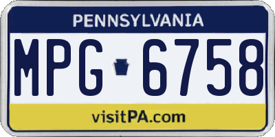 PA license plate MPG6758