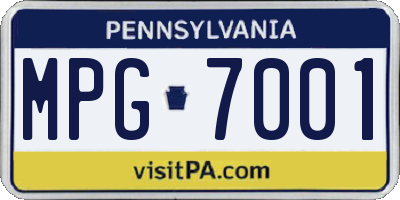 PA license plate MPG7001