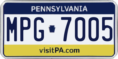 PA license plate MPG7005