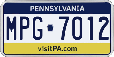 PA license plate MPG7012