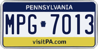 PA license plate MPG7013