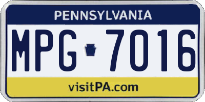 PA license plate MPG7016