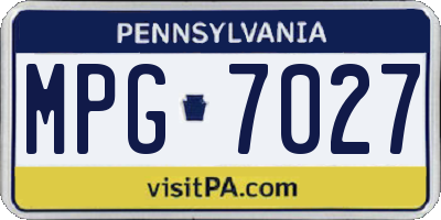 PA license plate MPG7027
