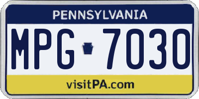 PA license plate MPG7030